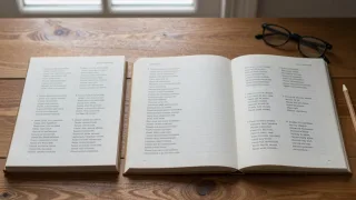 Three open poetry editions arranged to compare parallel text, prose, and verse formats.