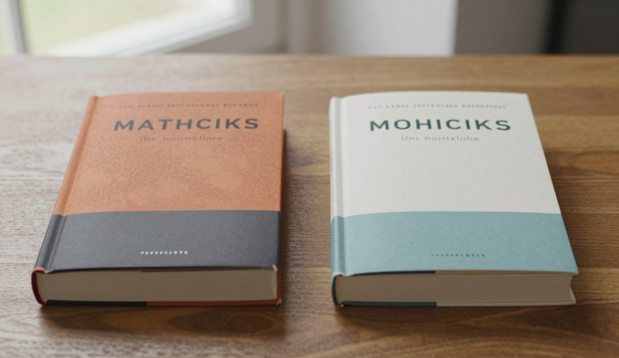 Two differently designed editions of the same book sit side by side on a wooden table.
